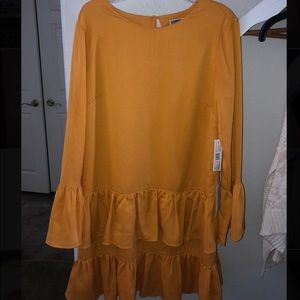 Tiered ruffle dress- yellow gold